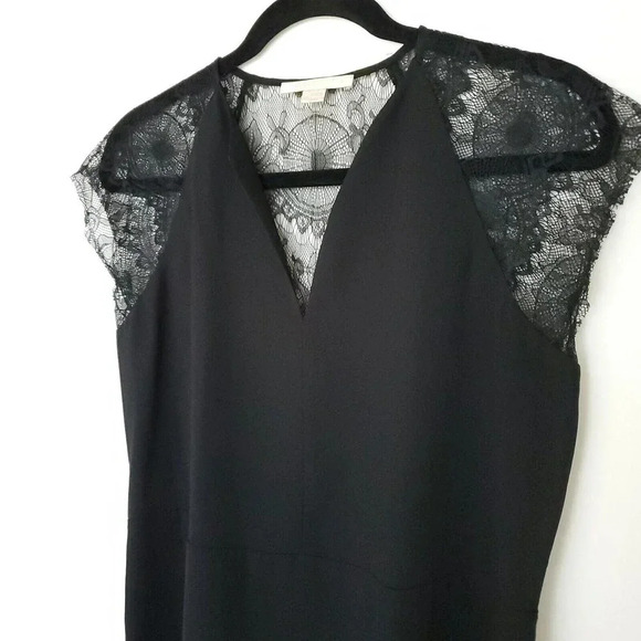 Cooper & Ella Top Size Medium Black Lace Inset V-Neck Sleeveless See Thru Back - Picture 4 of 12